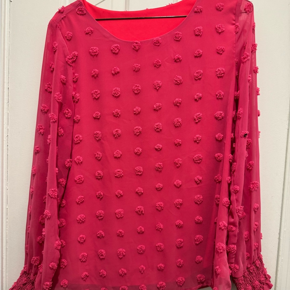 Chic Pink Textured Women's Blouse